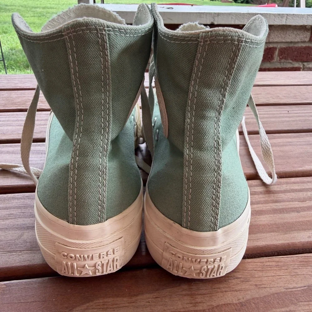 Converse Chuck Taylor All Star Lift Hi Sage Green Platform Sneakers Womens 6 - Picture 5 of 9